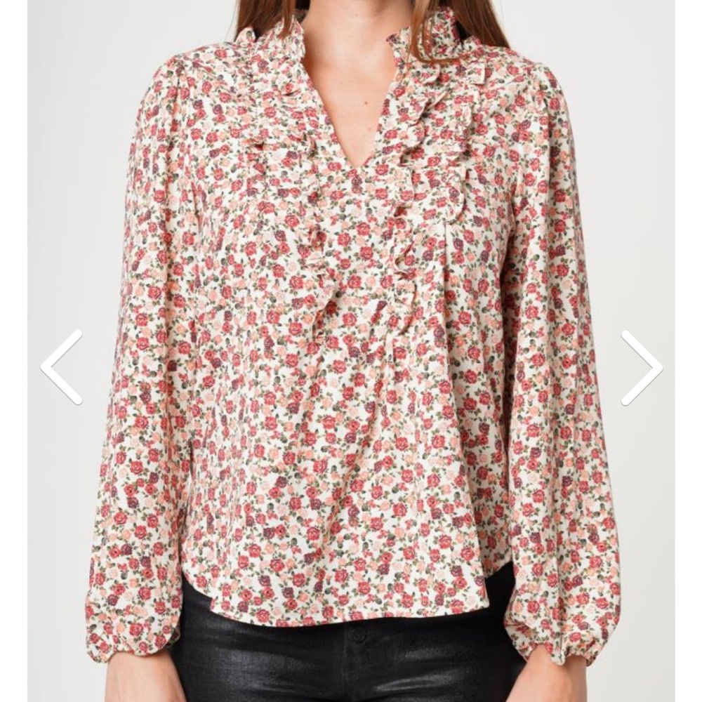 Pleione Sz XL Floral Ruffle Blouse